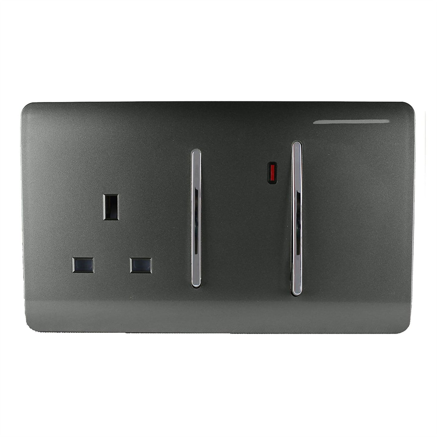 Trendi Switch 45 Amp Cooker Switch & 13 Amp Plug Socket with Neonin Charcoal Grey