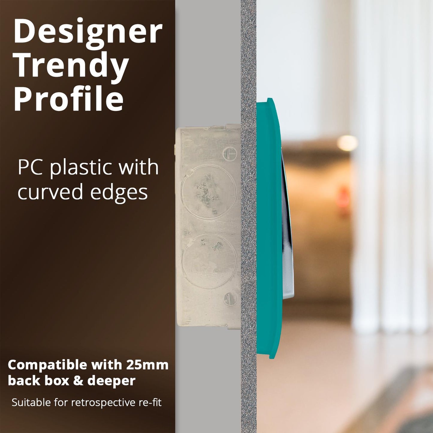 Trendi Switch 1 Gang 1 or 2 way Rocker Light Switch in Bright Teal