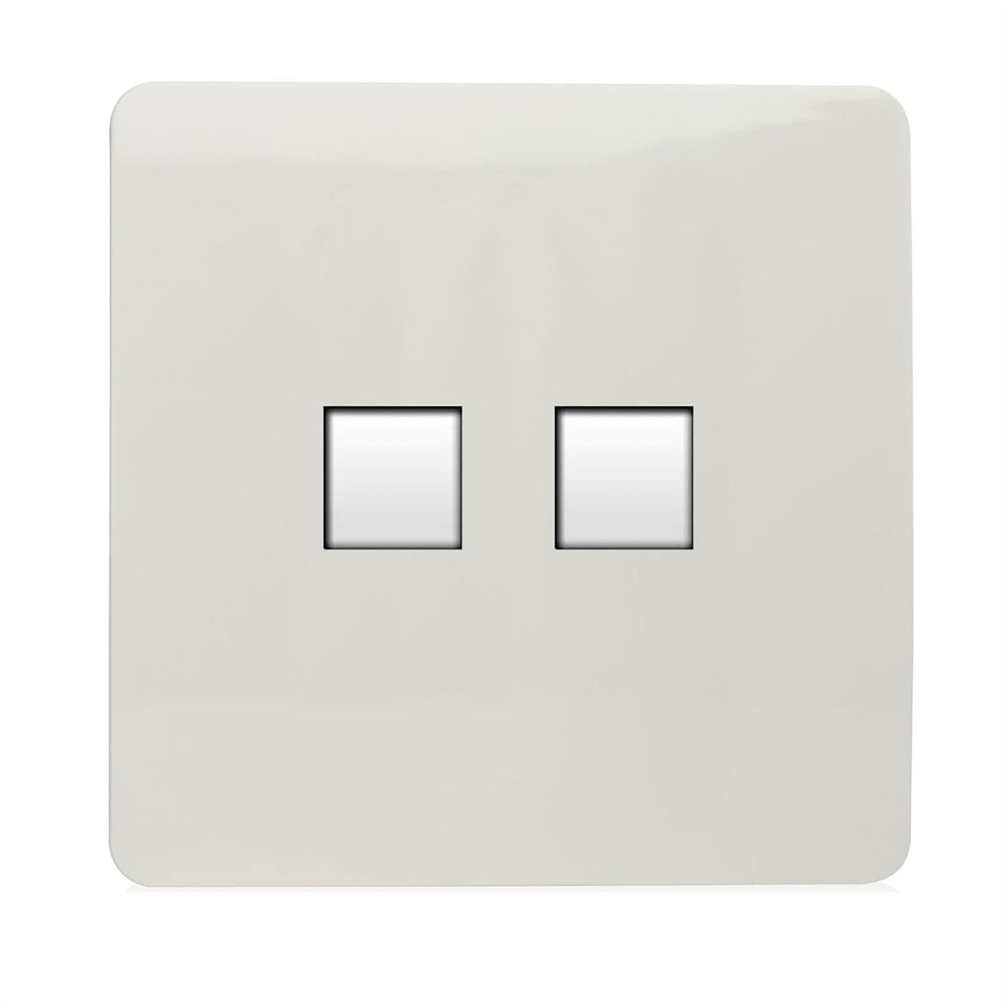 Trendi Switch 2 Gang RJ45 Cat 6 Modern Designer PC Ethernet Socketin Ice White