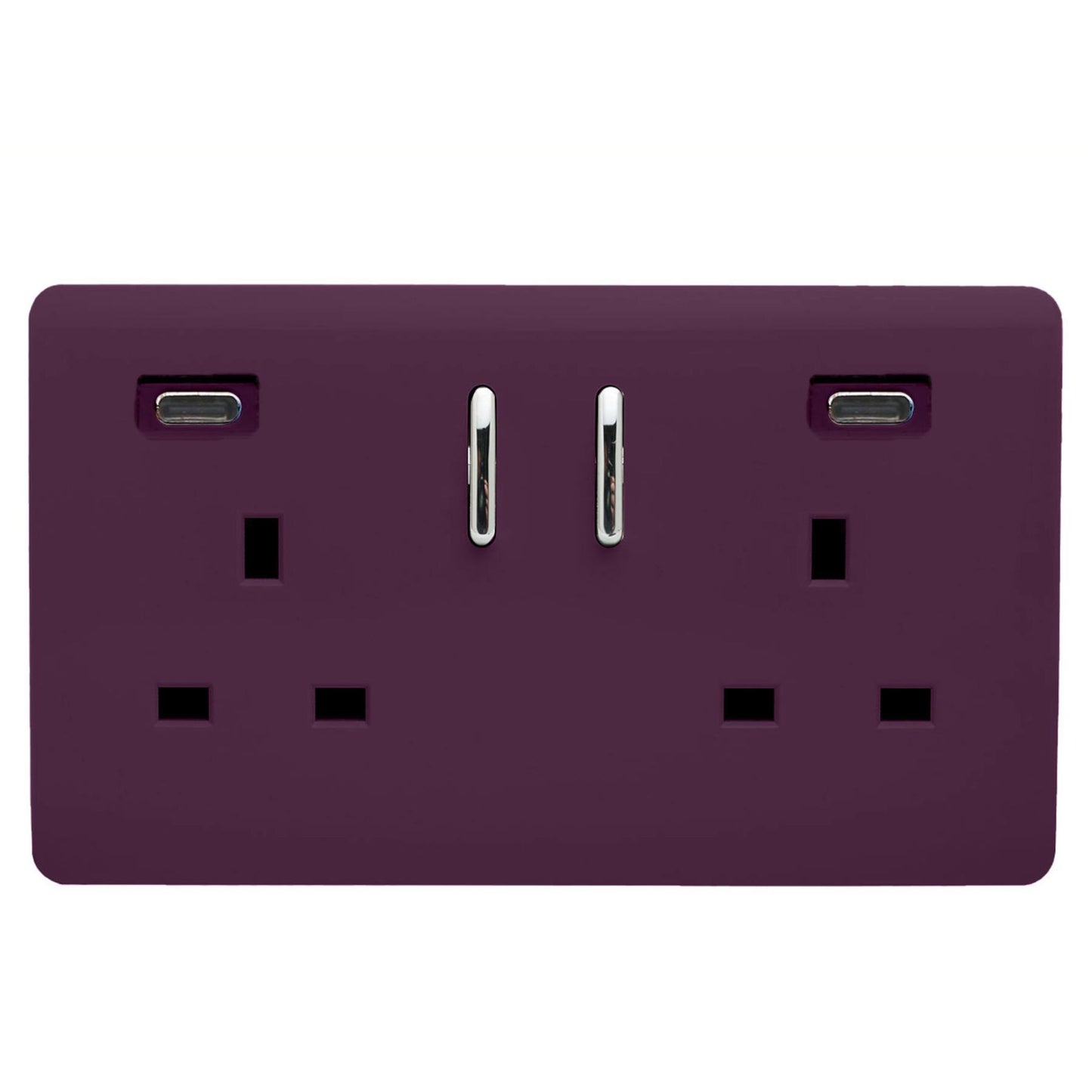 Trendi Switch 2 Gang USB 45W Type C USB Plug Socket in Plum Purple