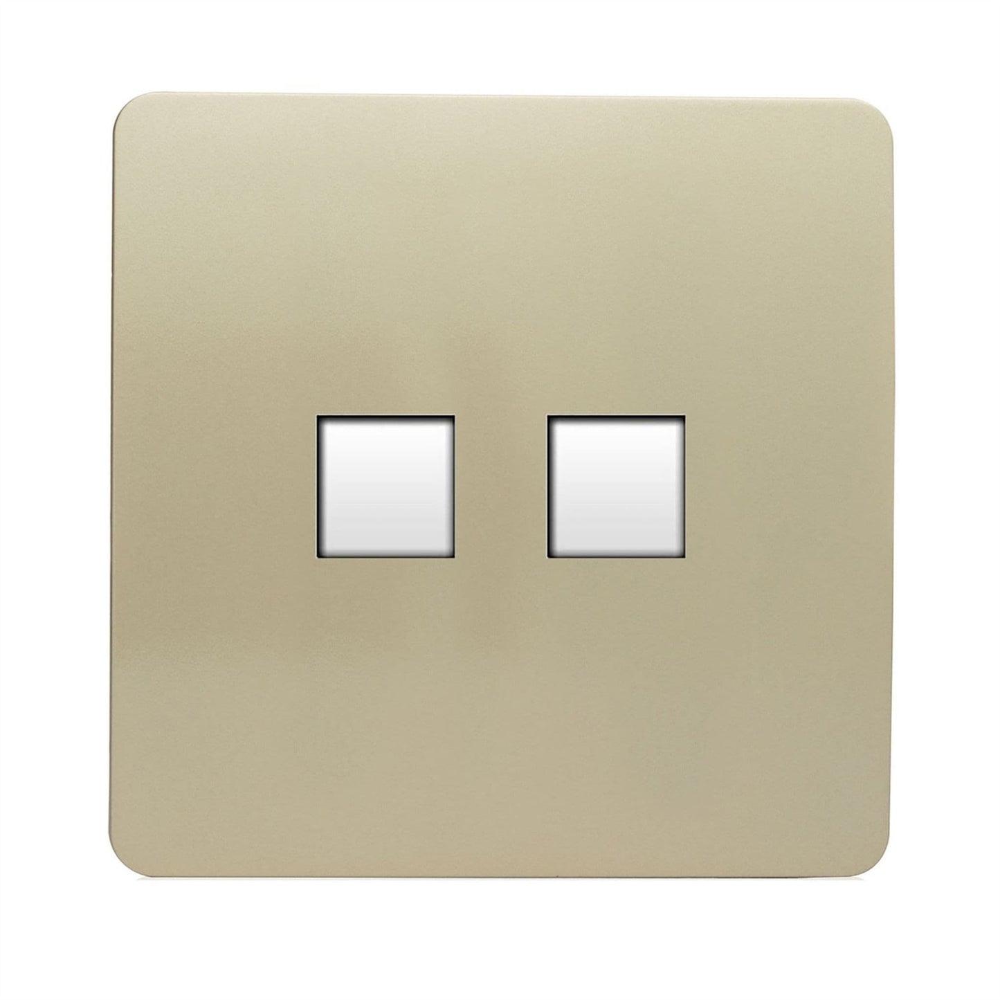 Trendi Switch 2 Gang RJ45 Cat 6 PC Ethernet & Modern Designer Telephone Slave Socketsin Champagne Gold