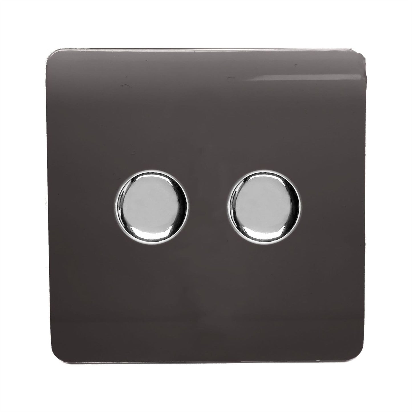 Trendi Switch 2 Gang 1 or 2 way 150w Rotary LED Dimmer Light Switchin Dark Mocha Brown
