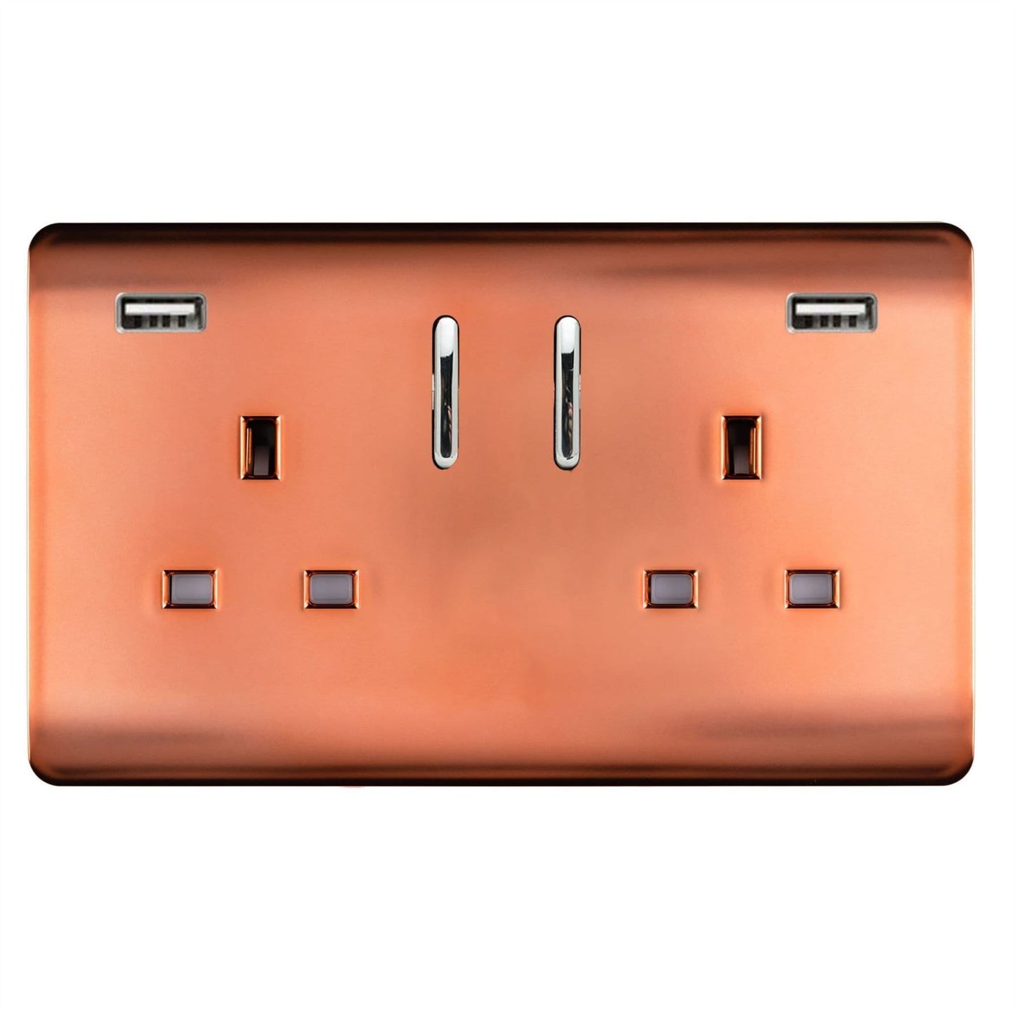 Trendi Switch 2 Gang USB 3100mA Plug Socketin Copper