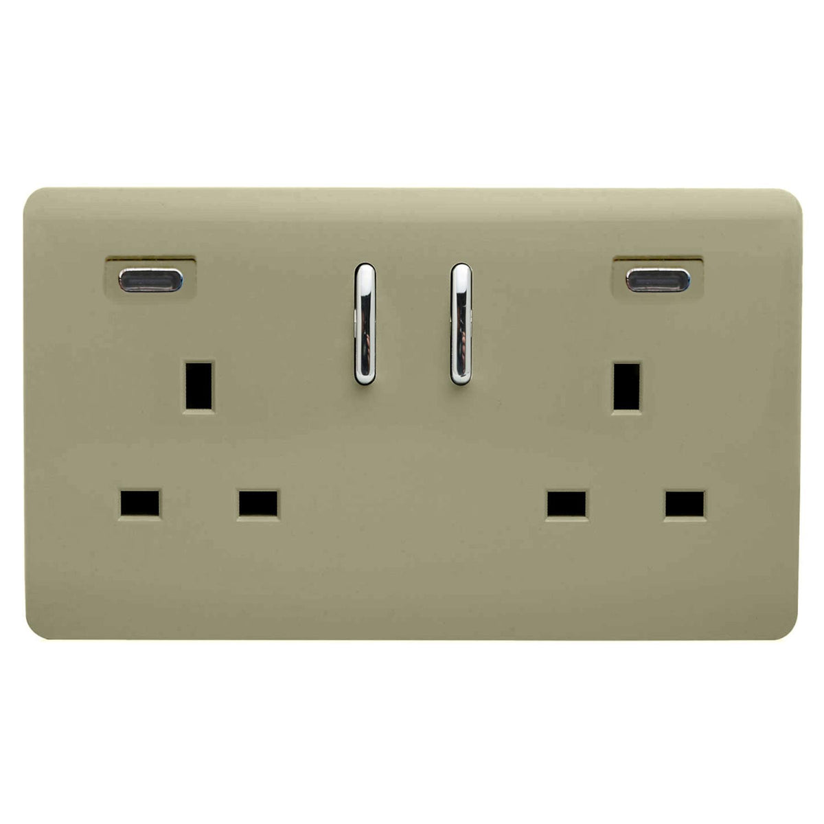 Trendi Switch 2 Gang USB 45W Type C USB Plug Socket in Champagne Gold