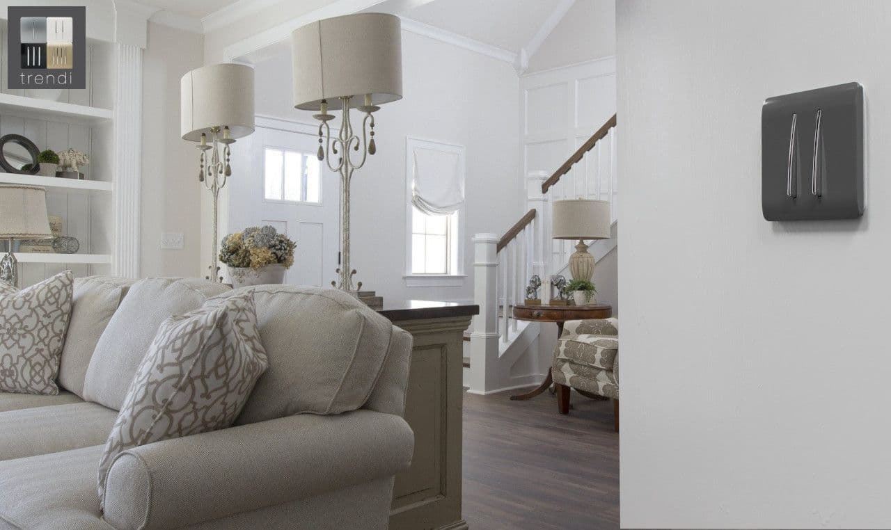 Trendi Switch 2 Gang 1 or 2 way Rocker Light Switch in Warm Grey