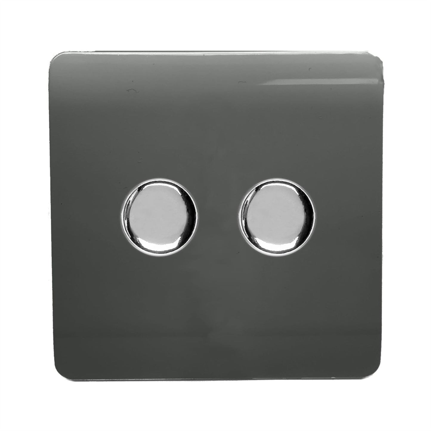 Trendi Switch 2 Gang 1 or 2 way 150w Rotary LED Dimmer Light Switchin Charcoal Grey