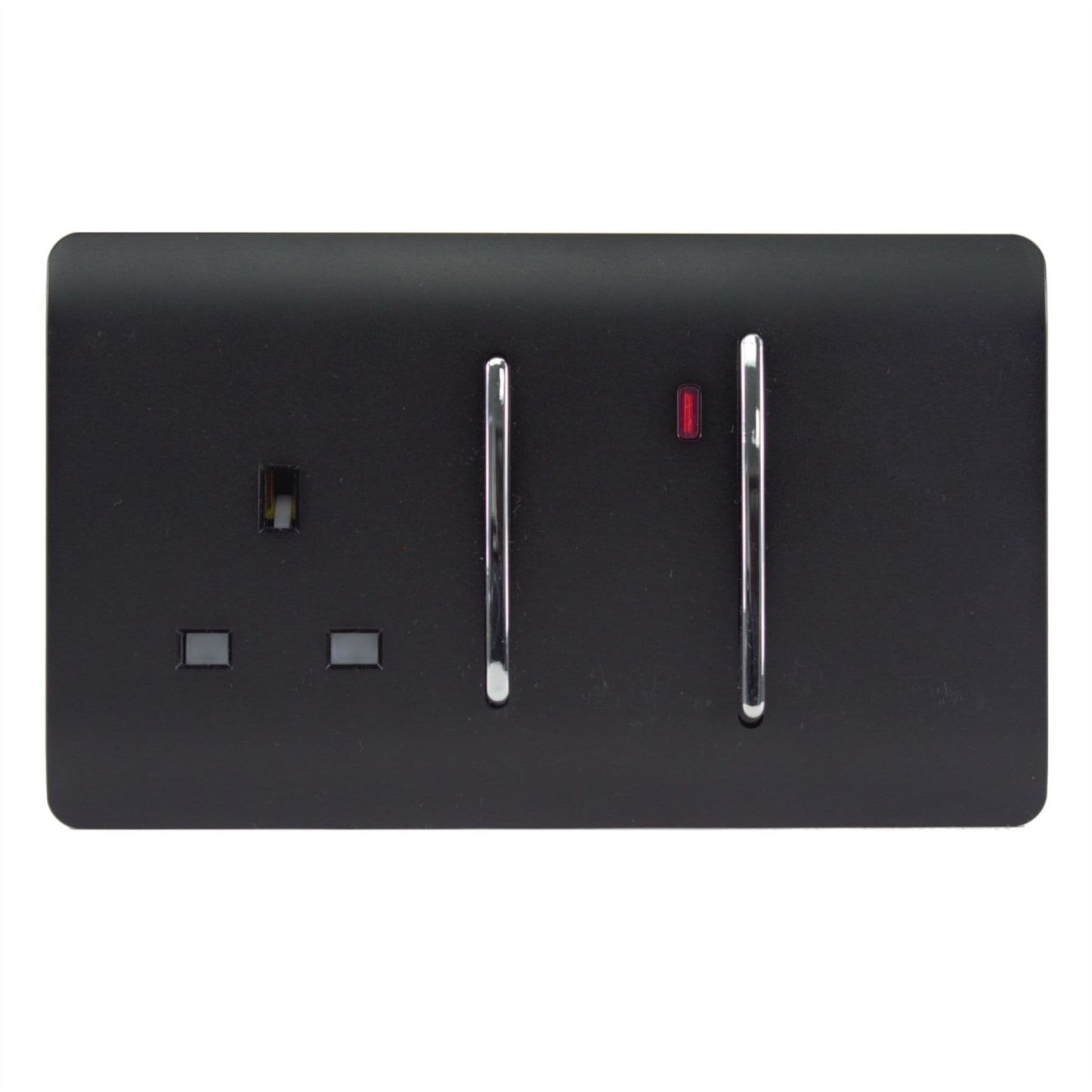 Trendi Switch 45 Amp Cooker Switch & 13 Amp Plug Socket with Neonin Matt Black