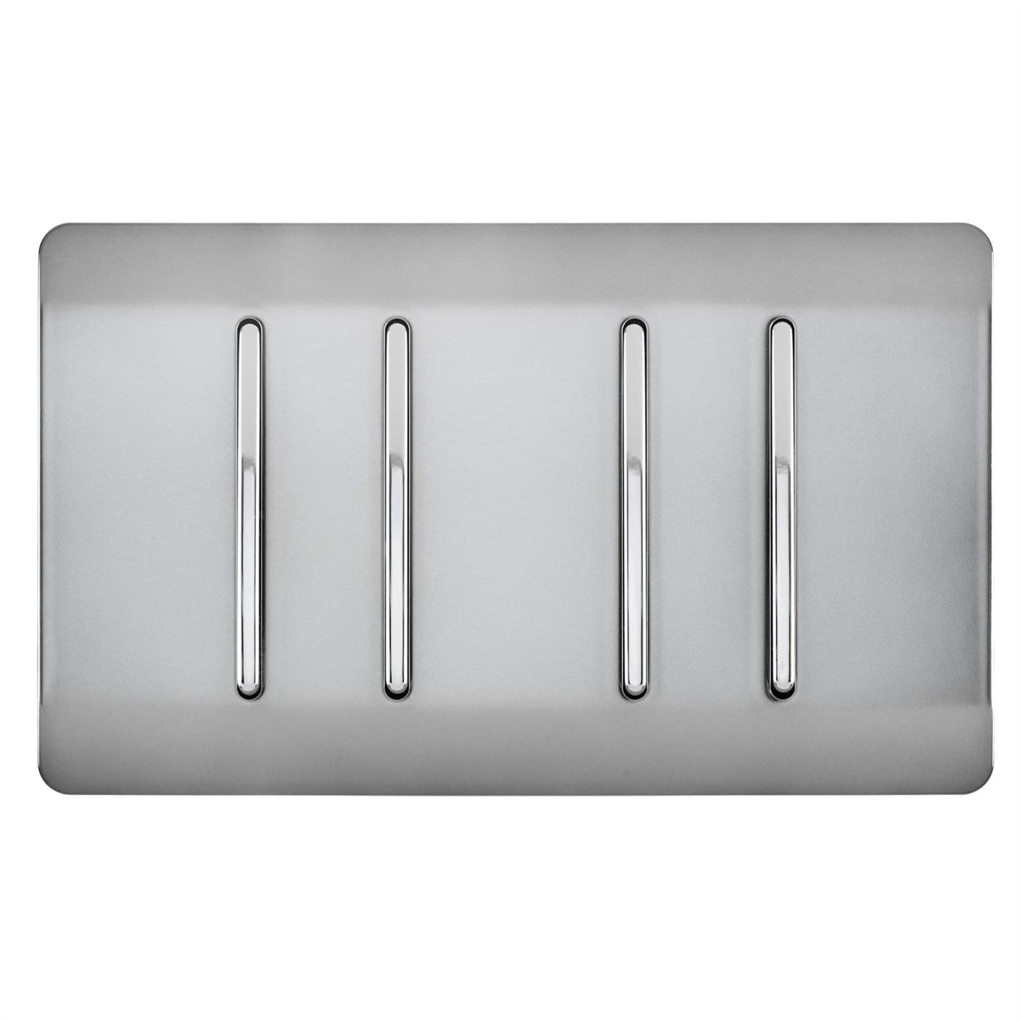 Trendi Switch 4 Gang Light Switch (3x 1 or 2 Way & 1 x Intermediate)in Brushed Steel
