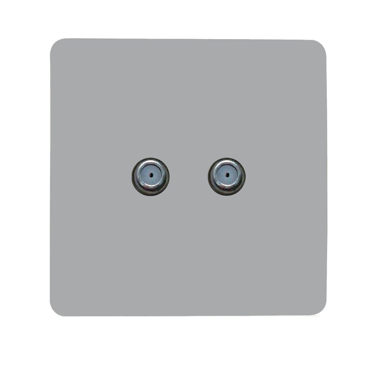 Trendi Switch 2 Gang Male F-Type Satellite Television Socketin Platinum Silver