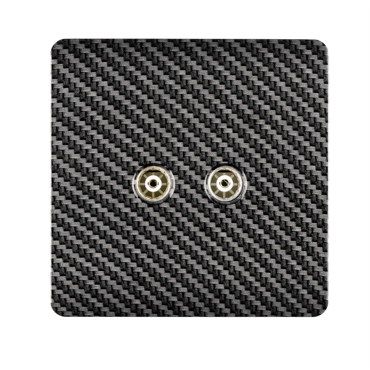 Trendi Switch 2 Gang Female Co-Axial Television Socketin Carbon Fibre