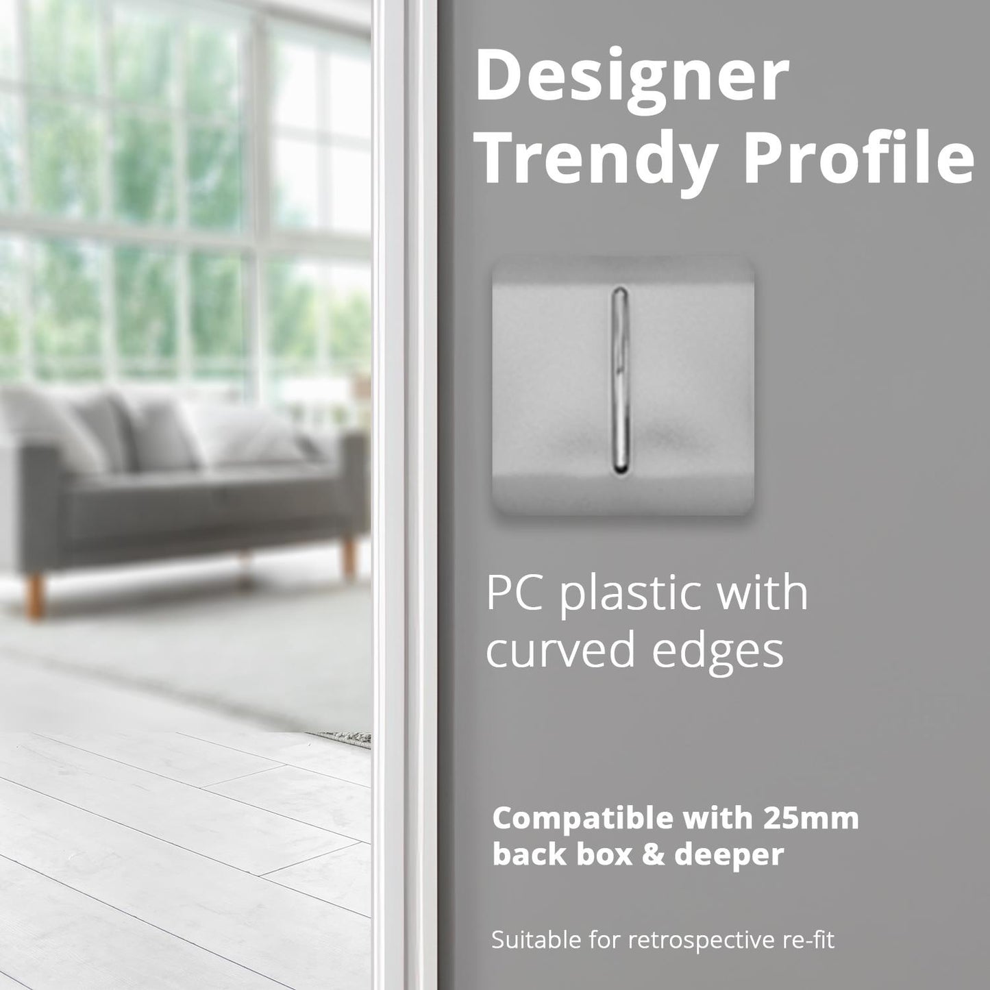Trendi Switch 1 Gang 1 or 2 way Rocker Light Switchin Brushed Steel
