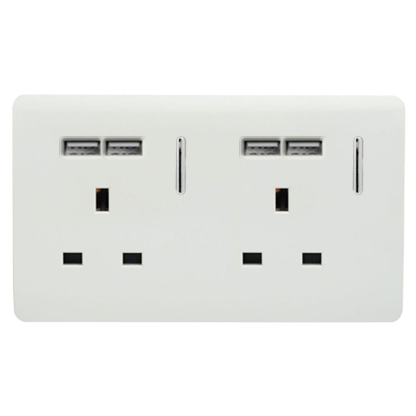 Trendi Switch 2 Gang 4 Port USB 2100mA Plug Socketin Ice White