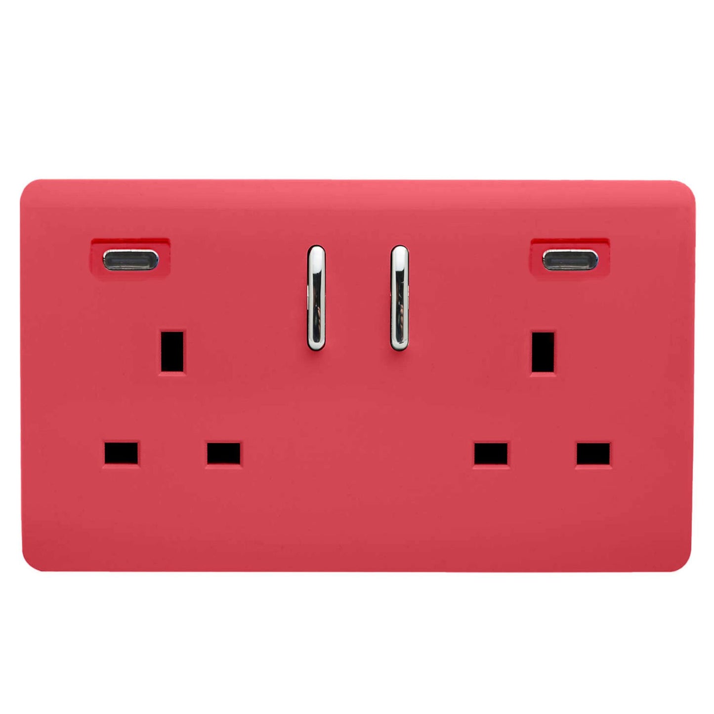 Trendi Switch 2 Gang USB 45W Type C USB Plug Socket in Strawberry
