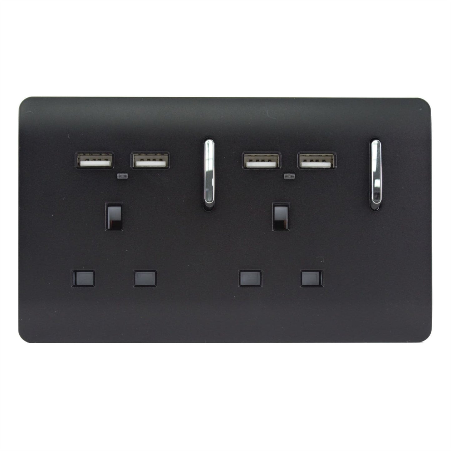Trendi Switch 2 Gang 4 Port USB 2100mA Plug Socketin Matt Black