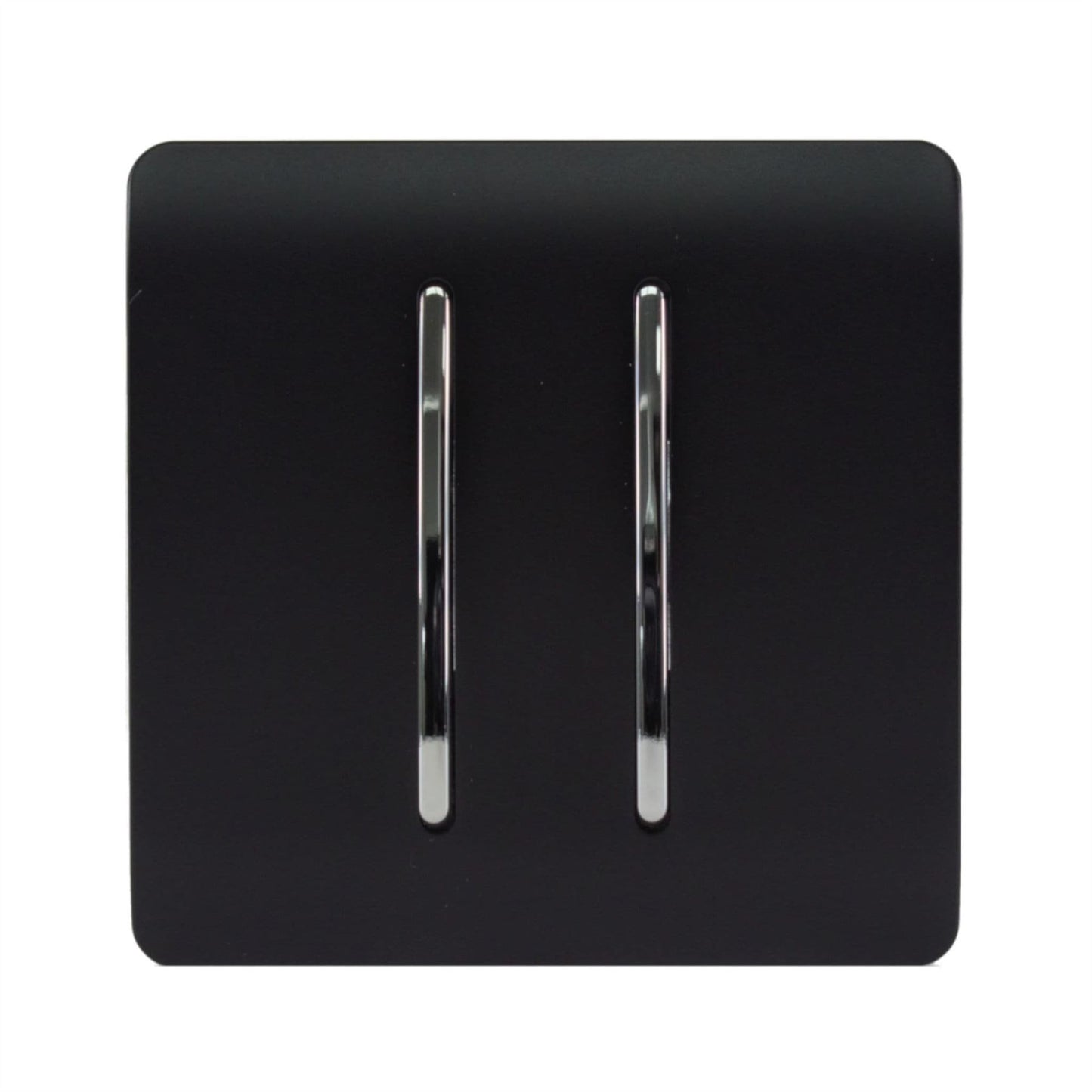 Trendi Switch 2 Gang Retractive Doorbell Switchin Matt Black