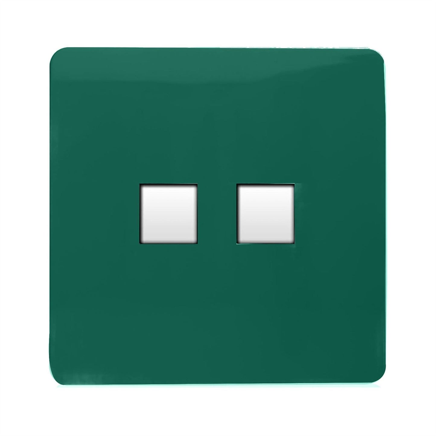 Trendi Switch 2 Gang Cat 3 Telephone Slave Socketin Dark Forest Green