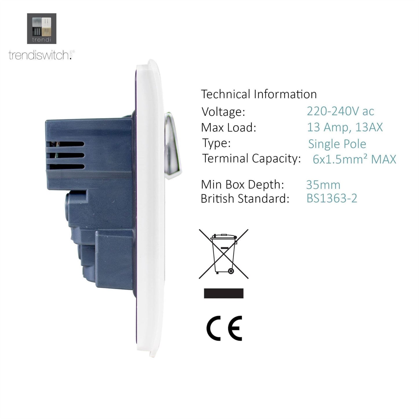 Trendi Switch 2 Gang 4 Port USB 2100mA Plug Socketin Ice White