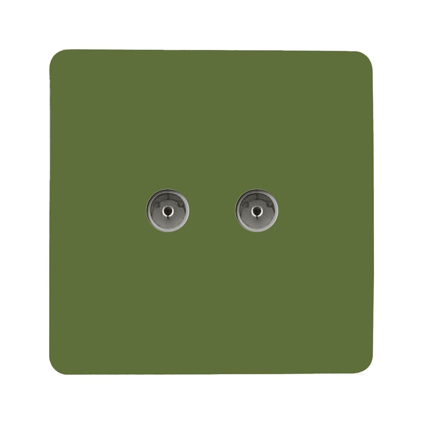 Trendi Switch 2 Gang Female Co-Axial Television Socketin Moss Green
