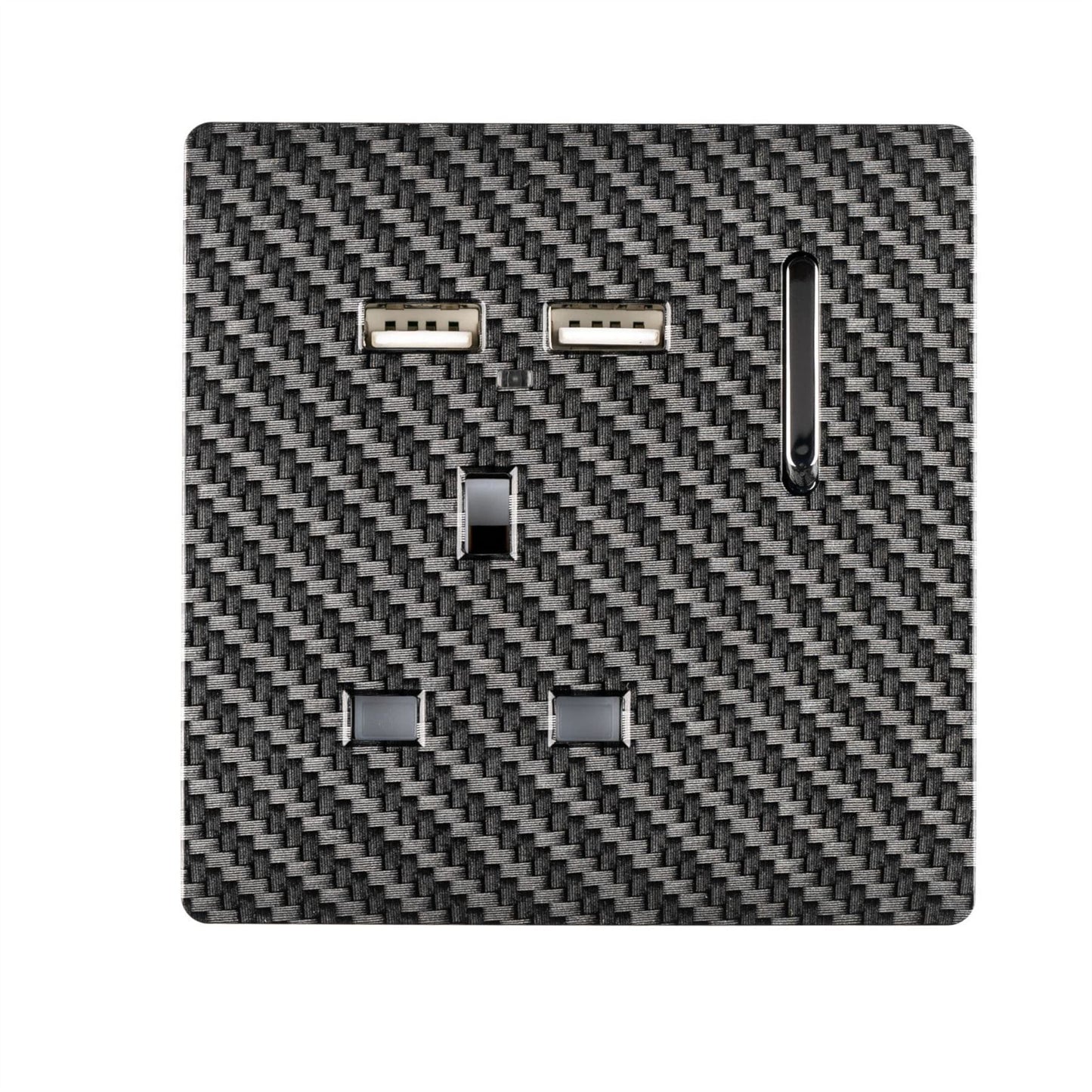 Trendi Switch 1 Gang USB 2100mA Plug Socketin Carbon Fibre