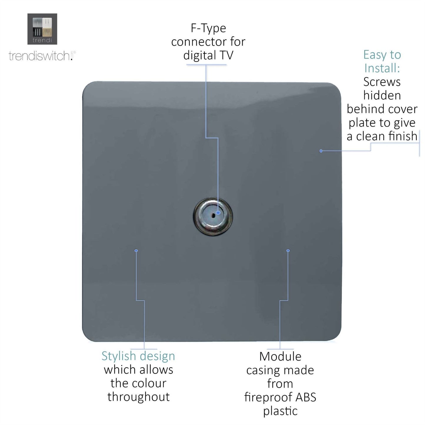 Trendi Switch 1 Gang Male F-Type Satellite Television Socketin Warm Grey