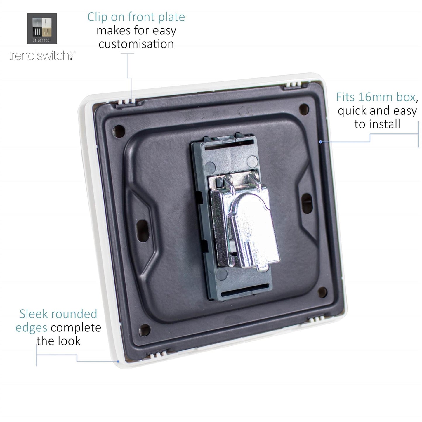 Trendi Switch 1 Gang Male F-Type Satellite Television Socket in Matt White - ART-SATMWH
