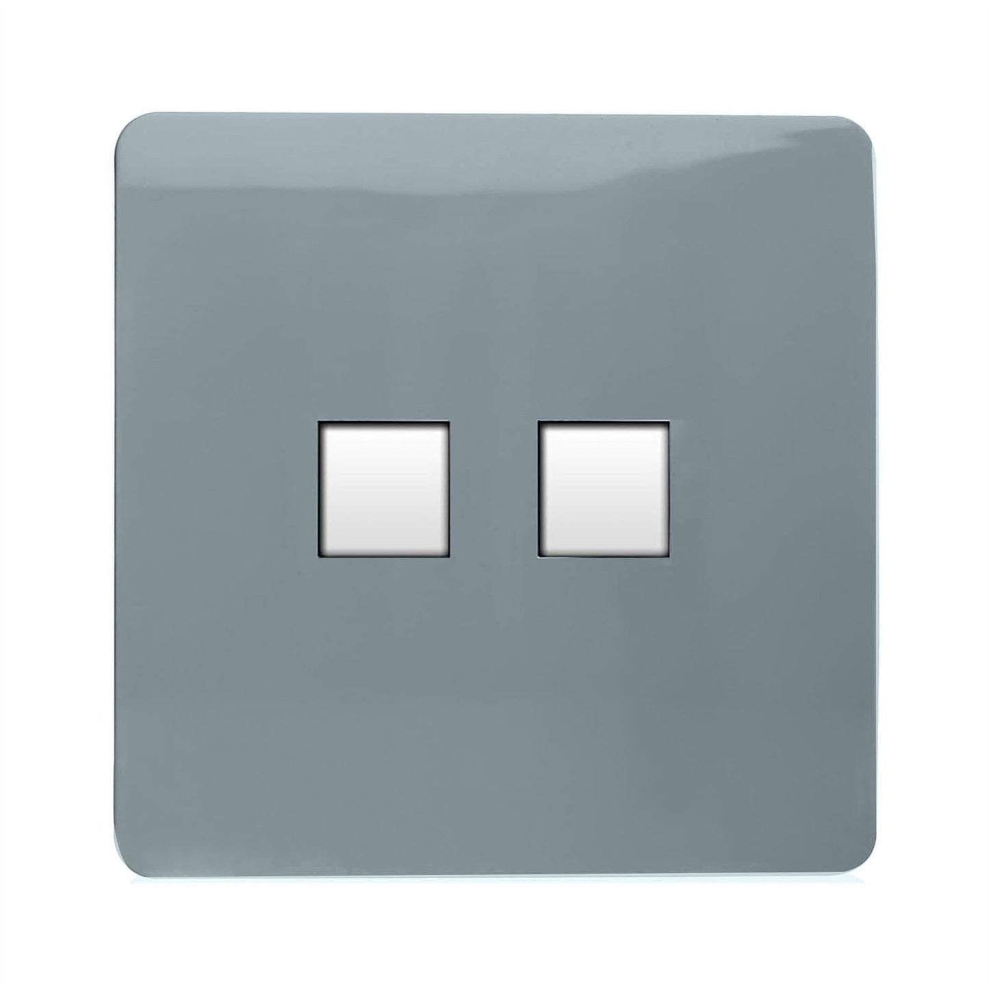 Trendi Switch 2 Gang RJ45 Cat 6 Modern Designer PC Ethernet Socketin Cool Grey