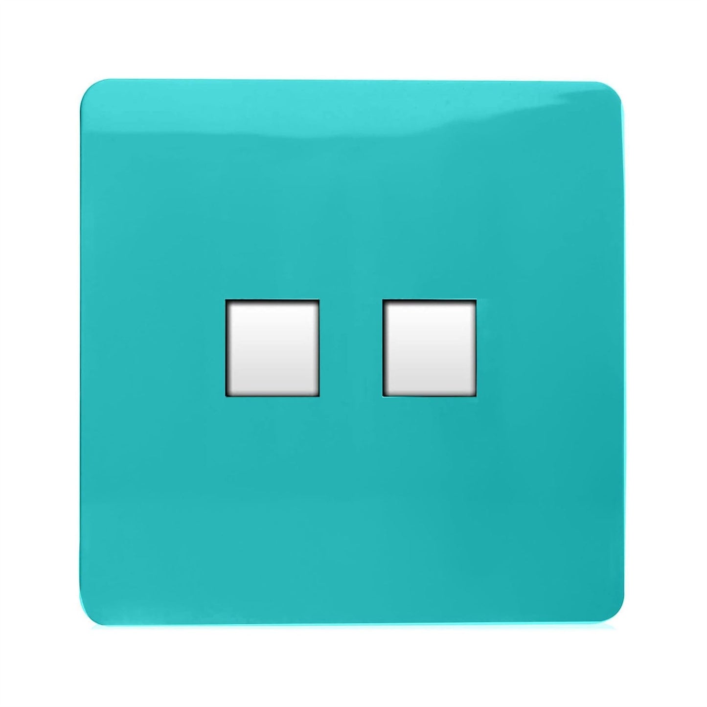 Trendi Switch 2 Gang RJ45 Cat 5e PC Ethernet Socketin Bright Teal