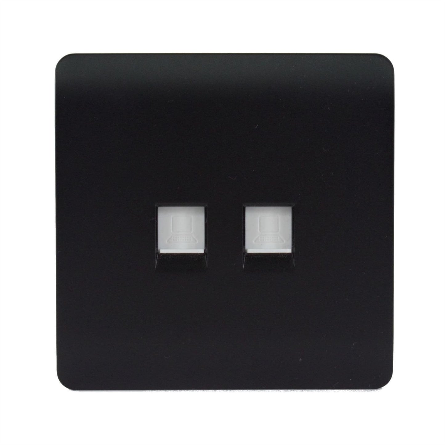 Trendi Switch 2 Gang RJ45 Cat 6 Modern Designer PC Ethernet Socketin Matt Black