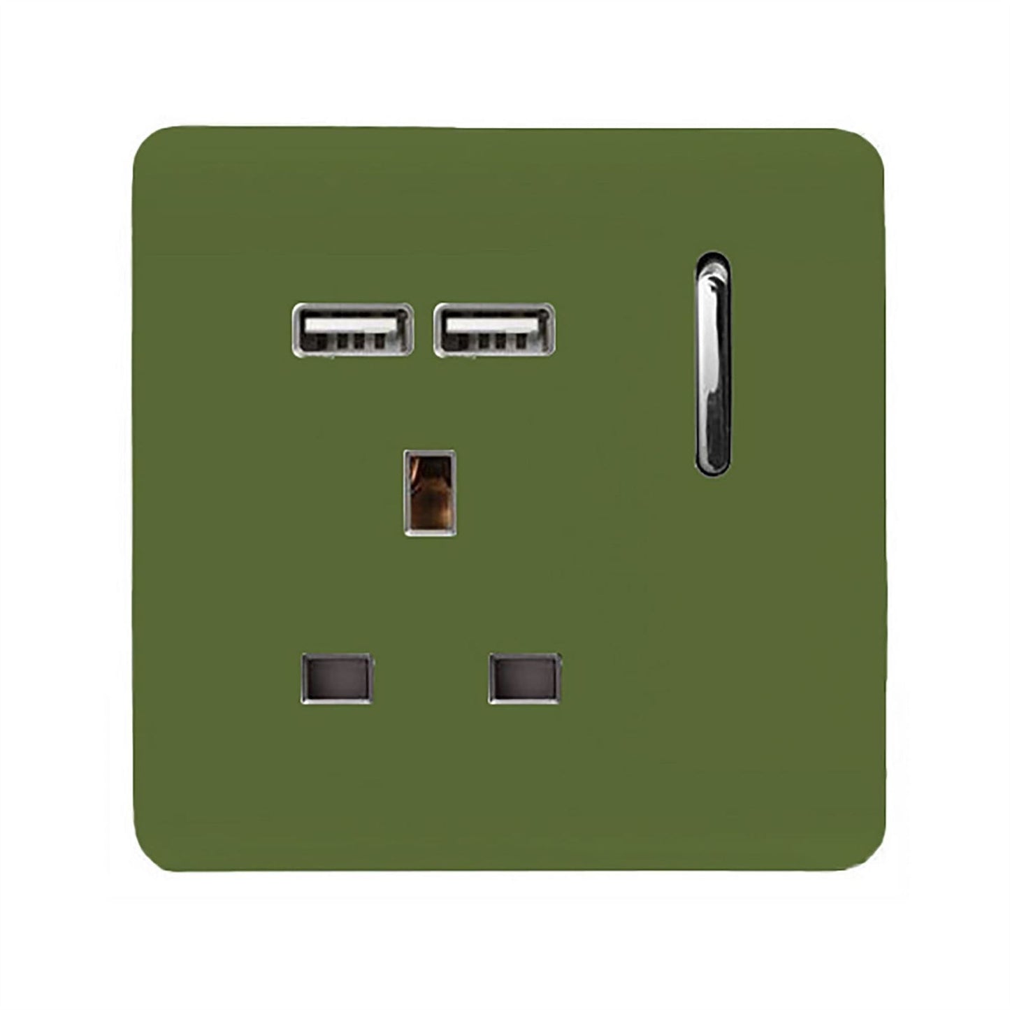 Trendi Switch 1 Gang USB 2100mA Plug Socketin Moss Green