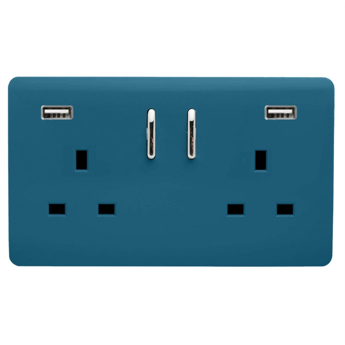 Trendi Switch 2 Gang USB 3100mA Plug Socketin Ocean Blue