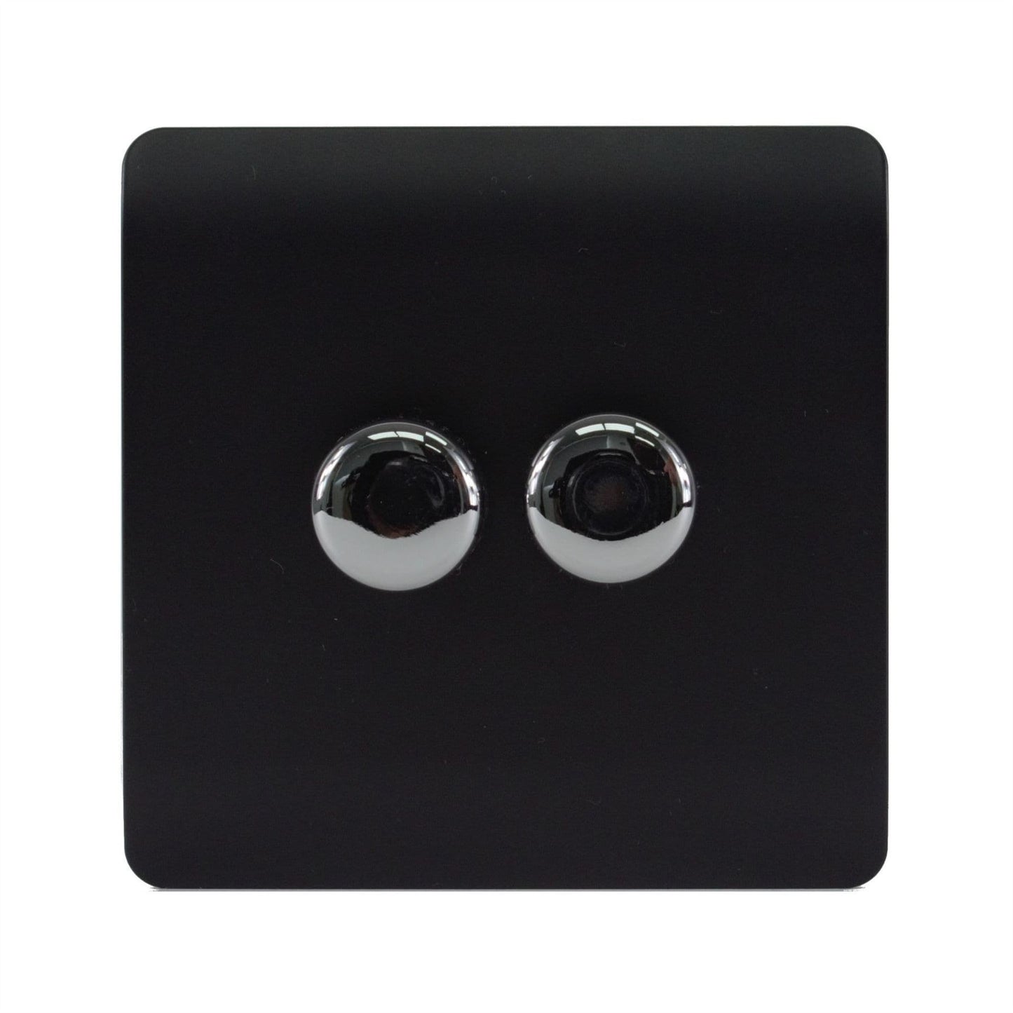 Trendi Switch 2 Gang 1 or 2 way 150w Rotary LED Dimmer Light Switchin Matt Black