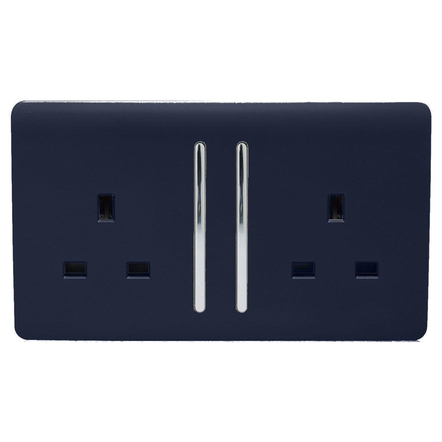 Trendi Switch 2 Gang Long Switched Plug Socketin Navy Blue