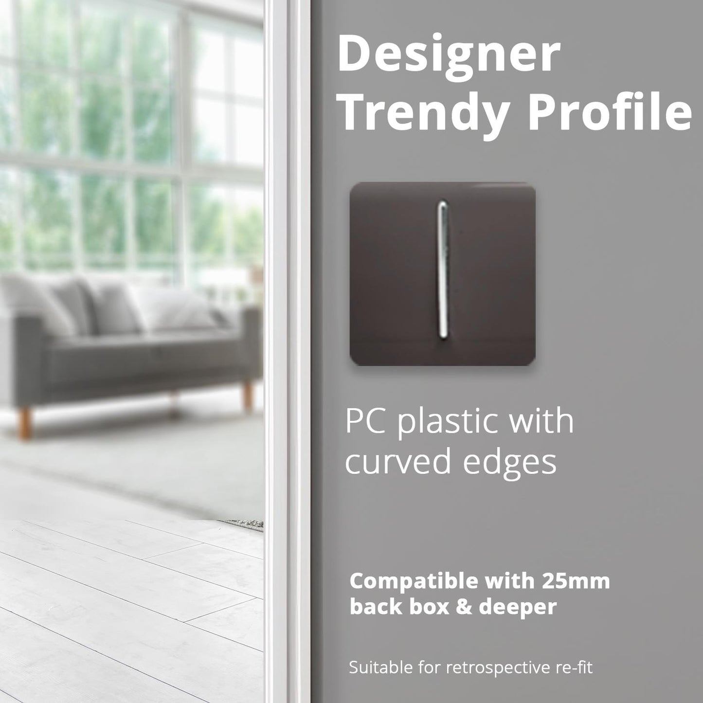 Trendi Switch 1 Gang 1 or 2 way Rocker Light Switchin Dark Mocha Brown