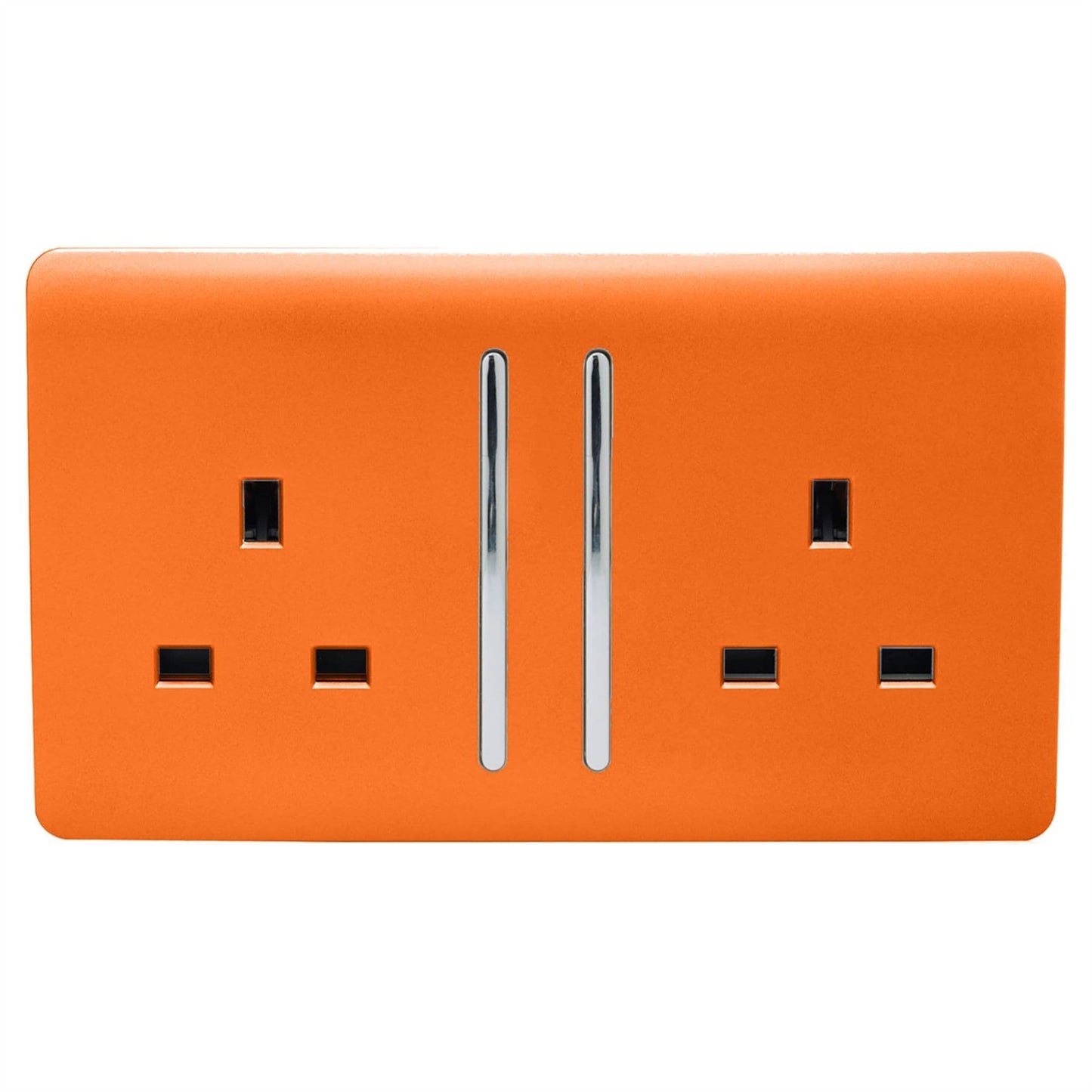 Trendi Switch 2 Gang Long Switched Plug Socketin Sunset Orange