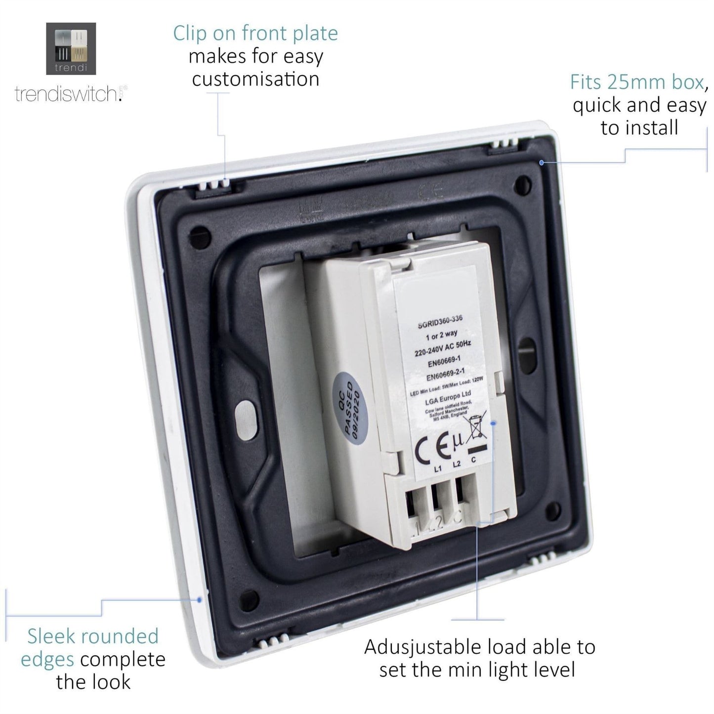 Trendi Switch 1 Gang 1 or 2 way 150w Rotary LED Dimmer Light Switchin Copper