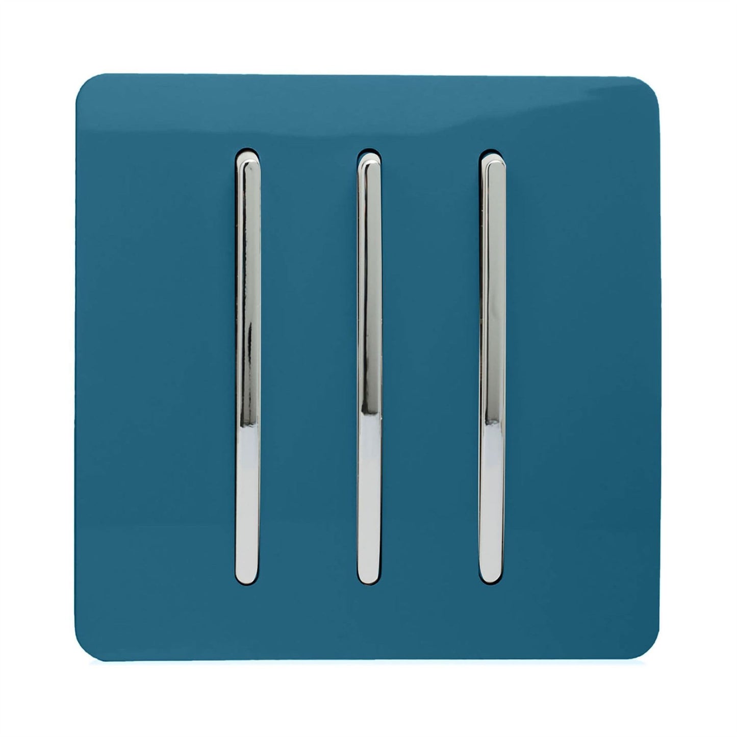 Trendi Switch 3 Gang 1 or 2 way Rocker Light Switchin Ocean Blue