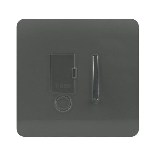 Trendi Switch 13 Amp Fused Spur with Flex Outletin Charcoal Grey