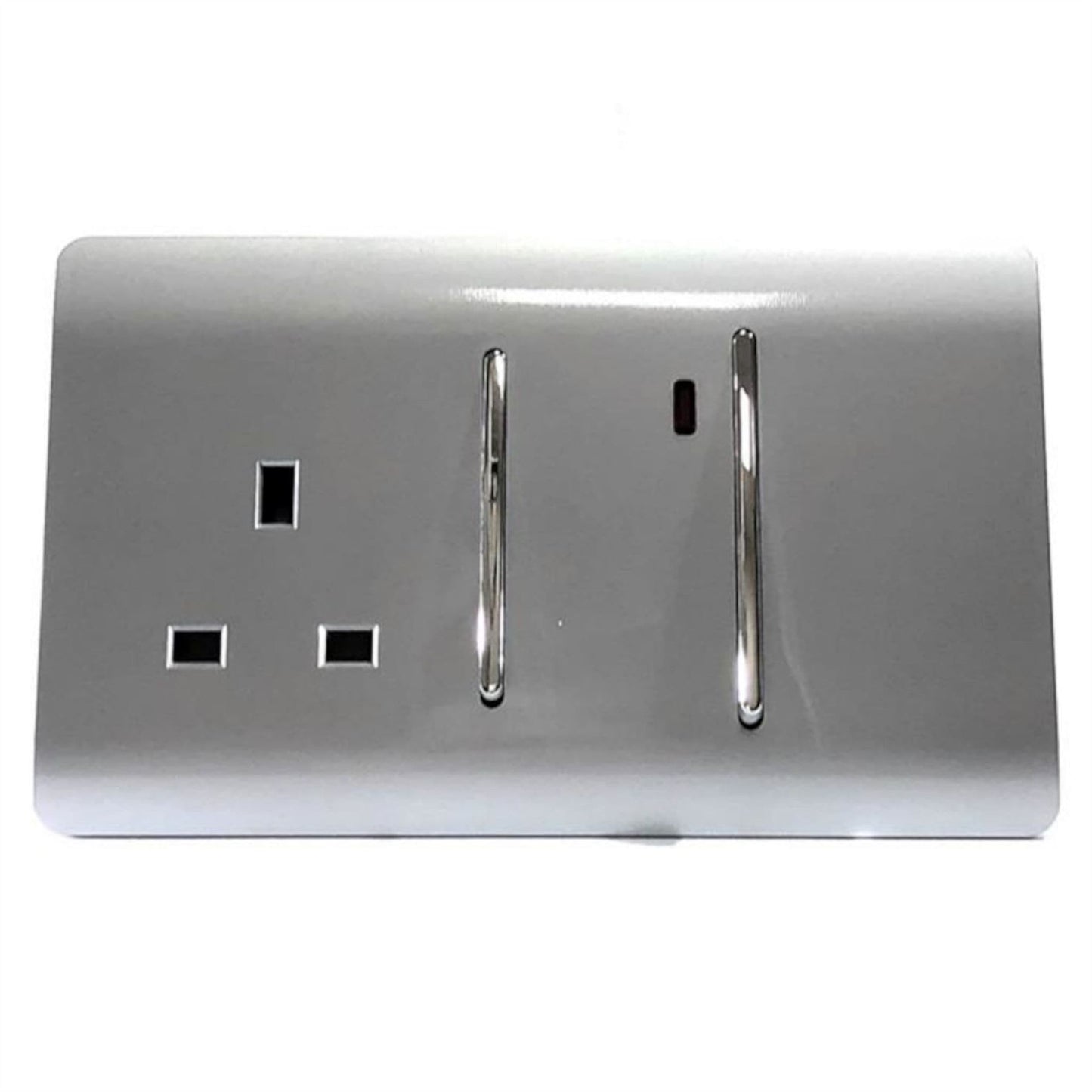 Trendi Switch 45 Amp Cooker Switch & 13 Amp Plug Socket with Neonin Platinum Silver