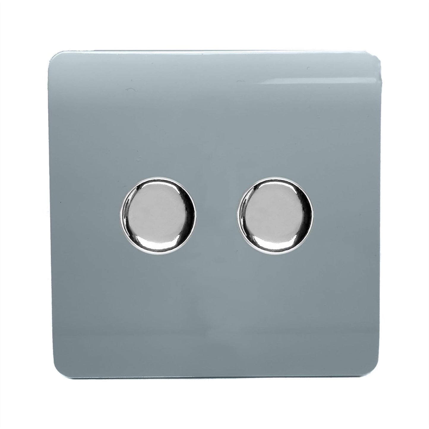 Trendi Switch 2 Gang 1 or 2 way 150w Rotary LED Dimmer Light Switchin Cool Grey