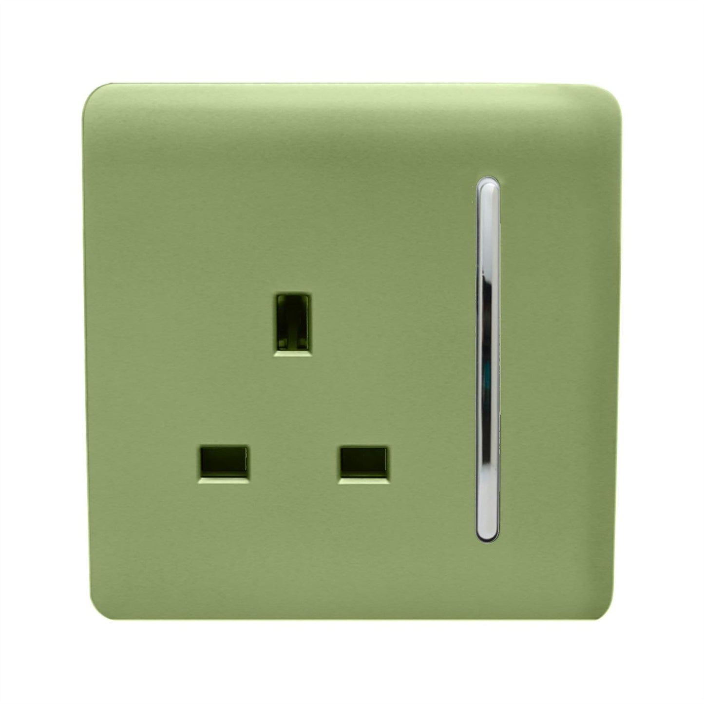 Trendi Switch 1 Gang 13 Amp Switched Plug Socketin Moss Green