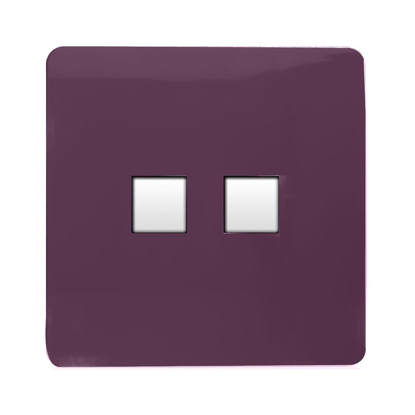 Trendi Switch 2 Gang RJ45 Cat 6 Modern Designer PC Ethernet Socketin Plum Purple
