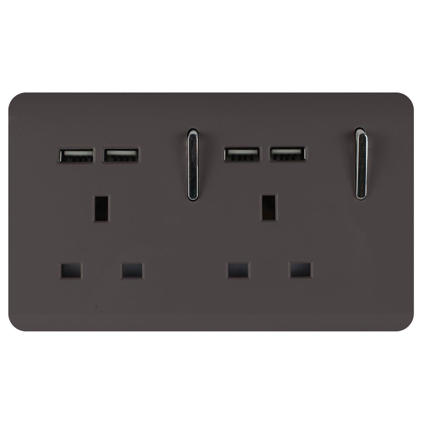 Trendi Switch 2 Gang 4 Port USB 2100mA Plug Socketin Dark Mocha Brown
