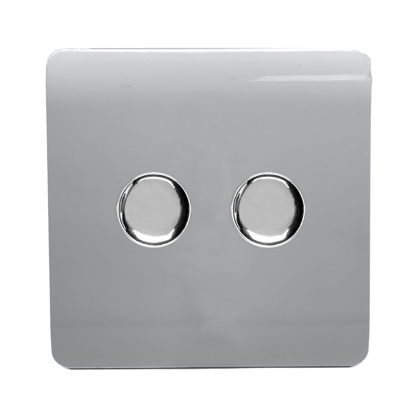 Trendi Switch 2 Gang 1 or 2 way 150w Rotary LED Dimmer Light Switchin Platinum Silver