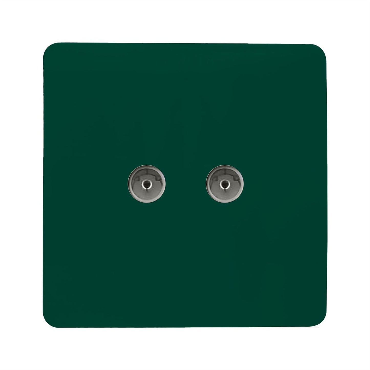 Trendi Switch 2 Gang Female Co-Axial Television Socketin Dark Forest Green