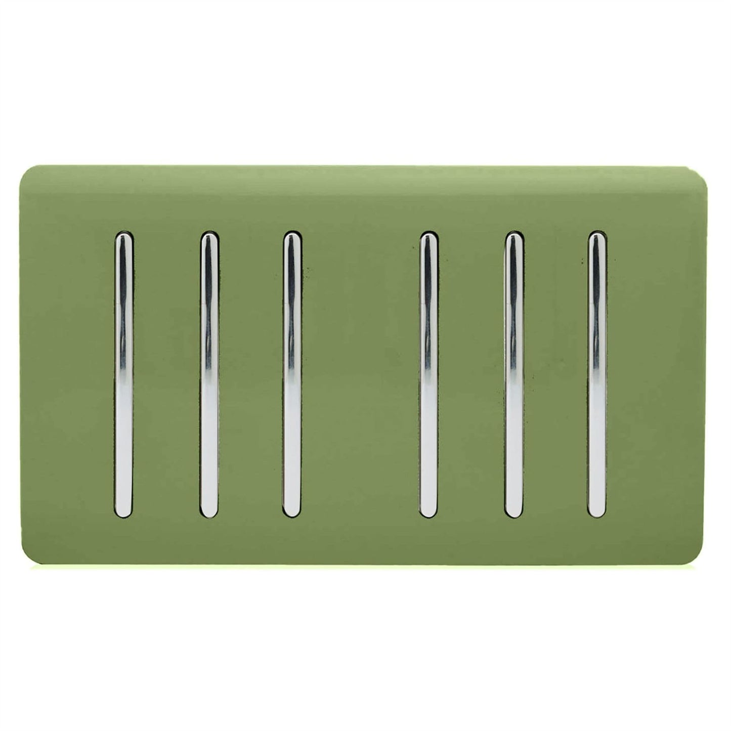 Trendi Switch 6 Gang 1 or 2 Way Light Switchin Moss Green