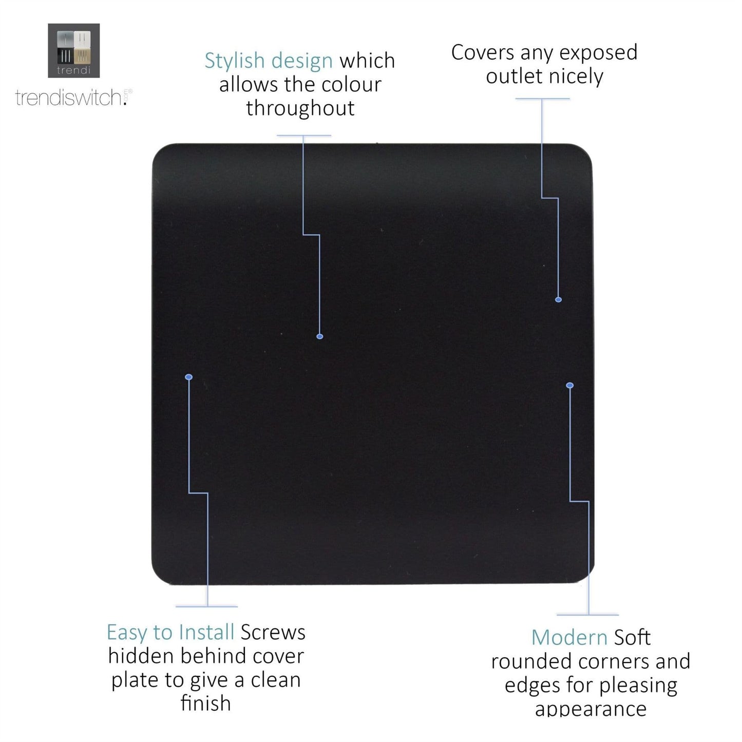 Trendi Switch Single Blanking Platein Matt Black