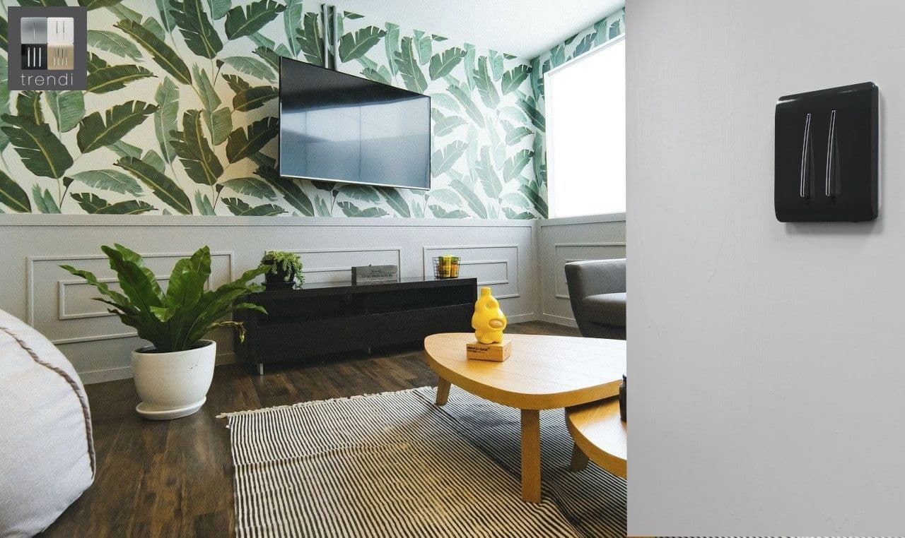 Trendi Switch 2 Gang Intermediate Rocker Light Switch in Charcoal Grey