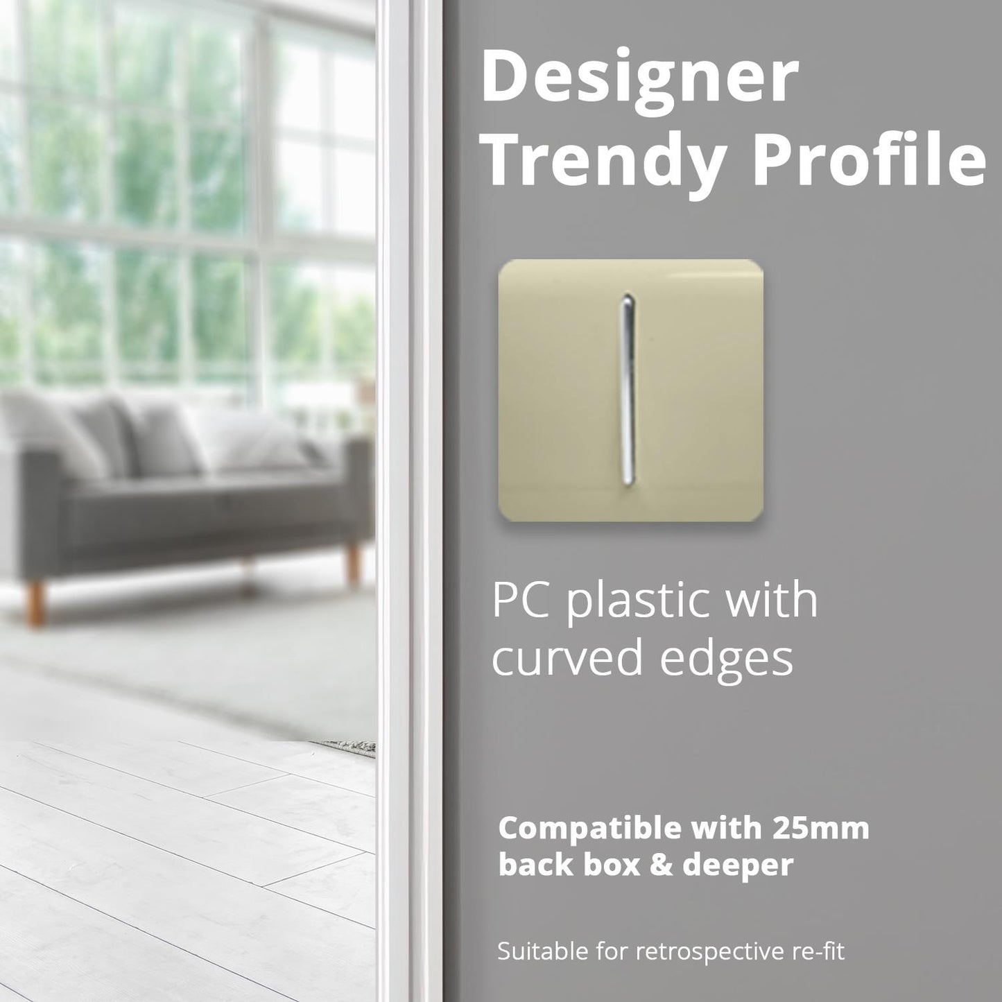 Trendi Switch 1 Gang 1 or 2 way Rocker Light Switchin Champagne Gold
