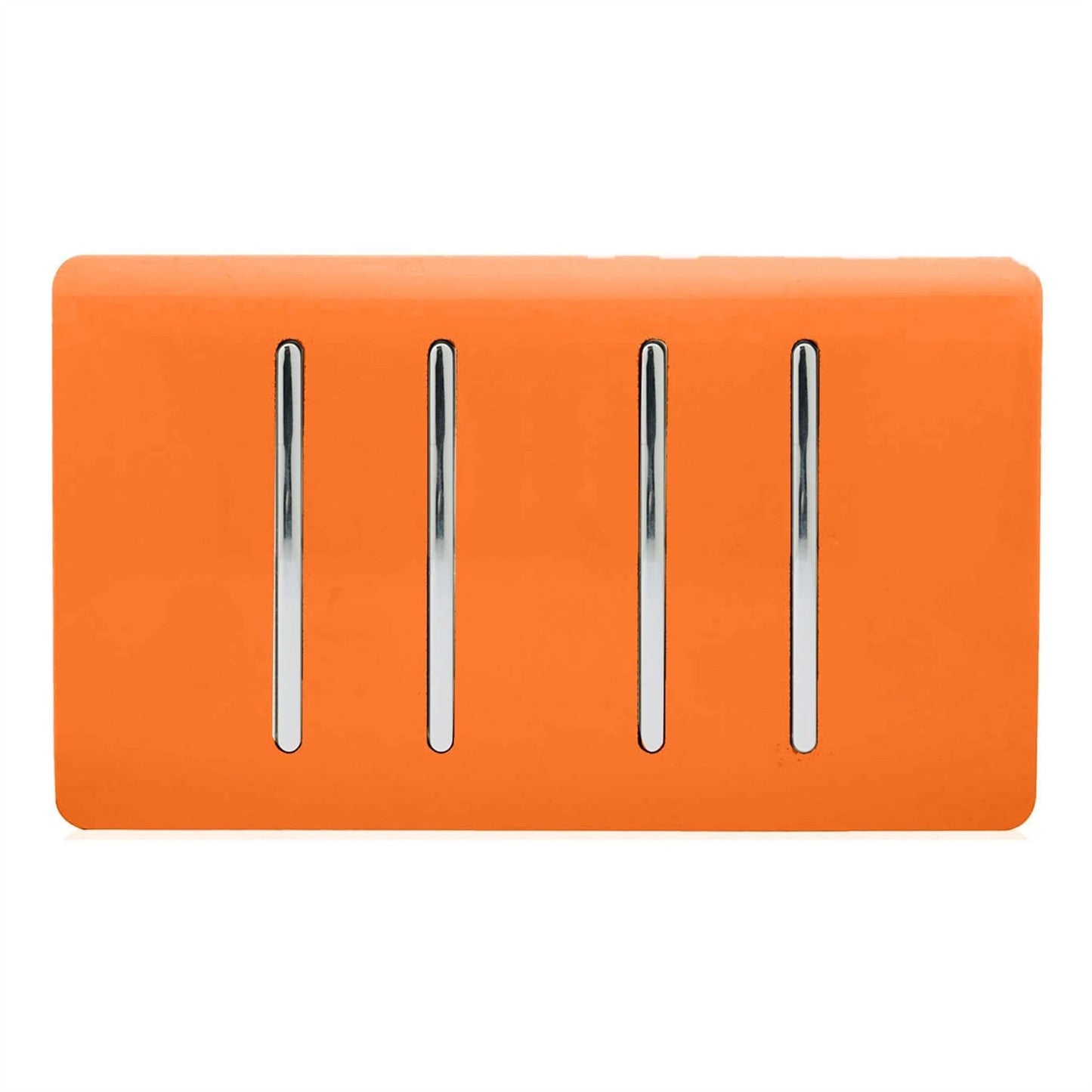 Trendi Switch 4 Gang Light Switch (3x 1 or 2 Way & 1 x Intermediate)in Sunset Orange