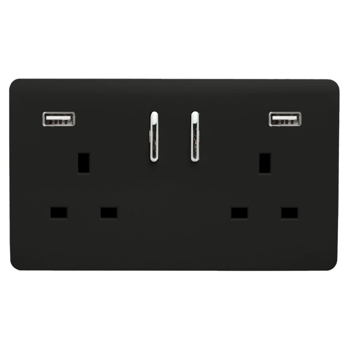 Trendi Switch 2 Gang USB 3100mA Plug Socketin Piano Black